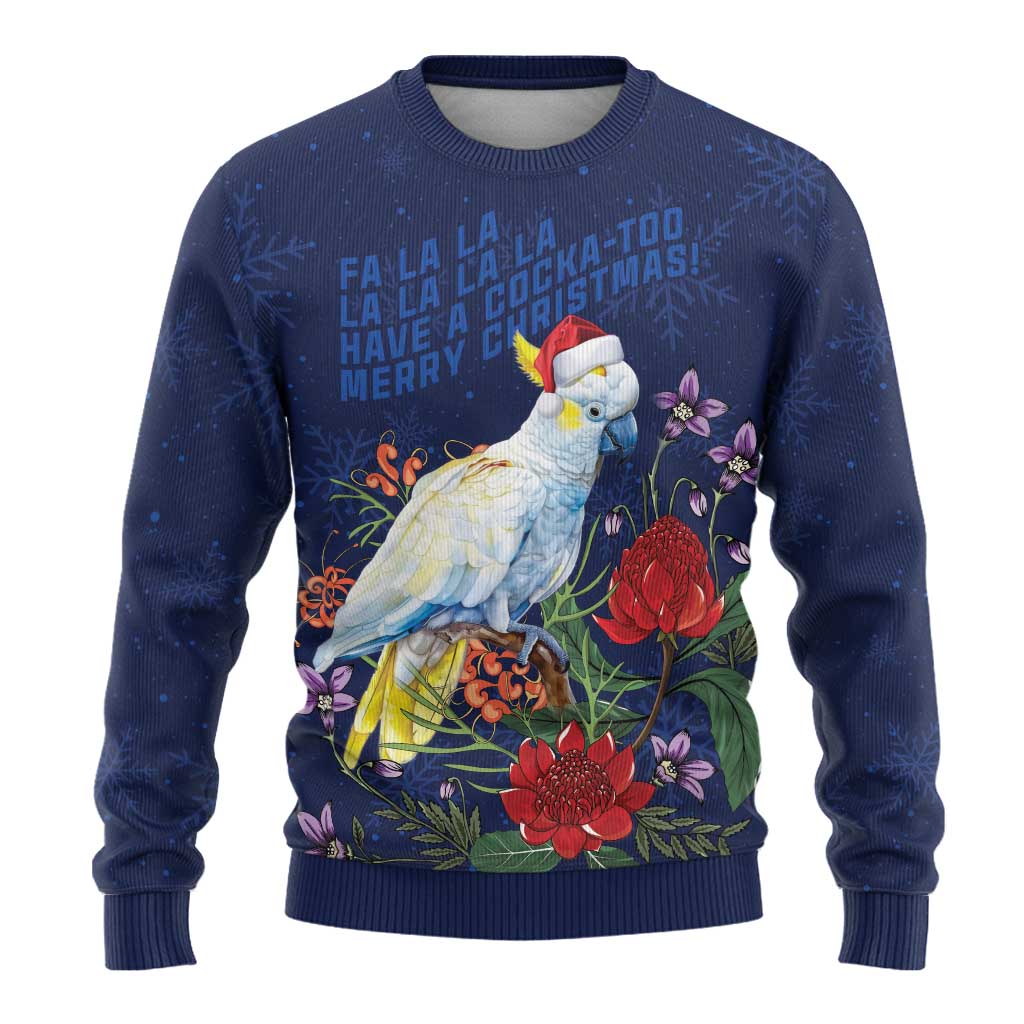 Merry Cocka-mas Ugly Christmas Sweater Australia Christmas Blue Art - Aussie Hoodie