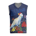 Merry Cocka-mas Christmas Knitted V-Neck Vest Australia Christmas Blue Art - Aussie Hoodie