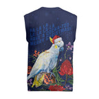 Merry Cocka-mas Christmas Knitted V-Neck Vest Australia Christmas Blue Art - Aussie Hoodie