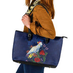 Merry Cocka-mas Leather Tote Bag Australia Christmas Blue Art - Aussie Hoodie