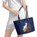 Merry Cocka-mas Leather Tote Bag Australia Christmas Blue Art - Aussie Hoodie