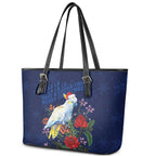 Merry Cocka-mas Leather Tote Bag Australia Christmas Blue Art - Aussie Hoodie