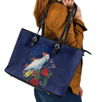 Merry Cocka-mas Leather Tote Bag Australia Christmas Blue Art - Aussie Hoodie