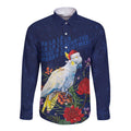 Merry Cocka-mas Long Sleeve Button Shirt Australia Christmas Blue Art - Aussie Hoodie