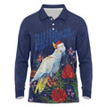 Merry Cocka-mas Long Sleeve Polo Shirt Australia Christmas Blue Art - Aussie Hoodie