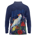 Merry Cocka-mas Long Sleeve Polo Shirt Australia Christmas Blue Art - Aussie Hoodie