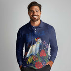 Merry Cocka-mas Long Sleeve Polo Shirt Australia Christmas Blue Art - Aussie Hoodie
