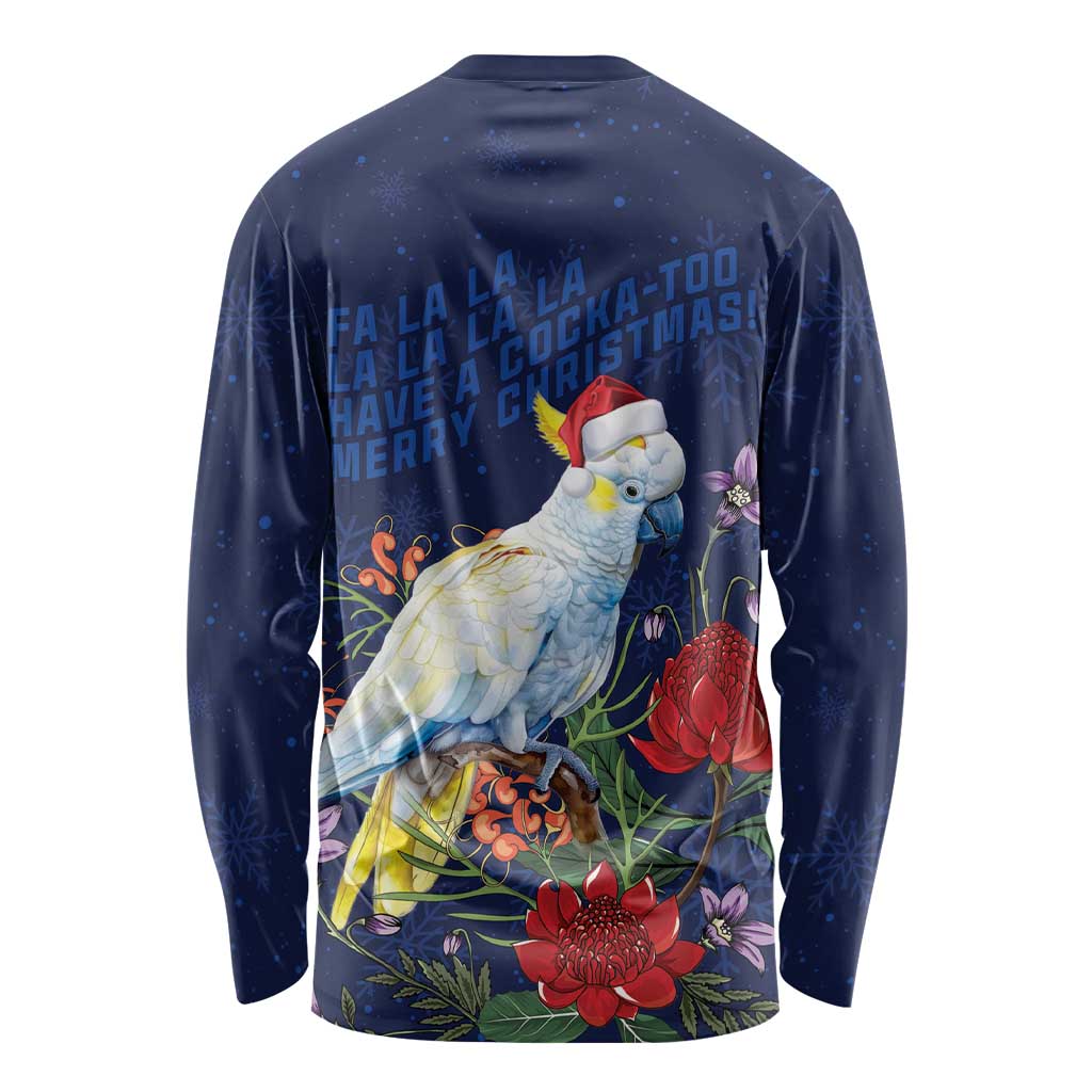 Merry Cocka-mas Long Sleeve Shirt Australia Christmas Blue Art - Aussie Hoodie