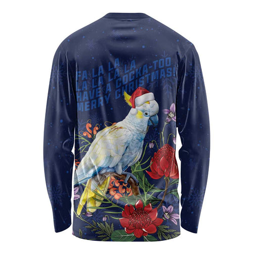 Merry Cocka-mas Long Sleeve Shirt Australia Christmas Blue Art - Aussie Hoodie