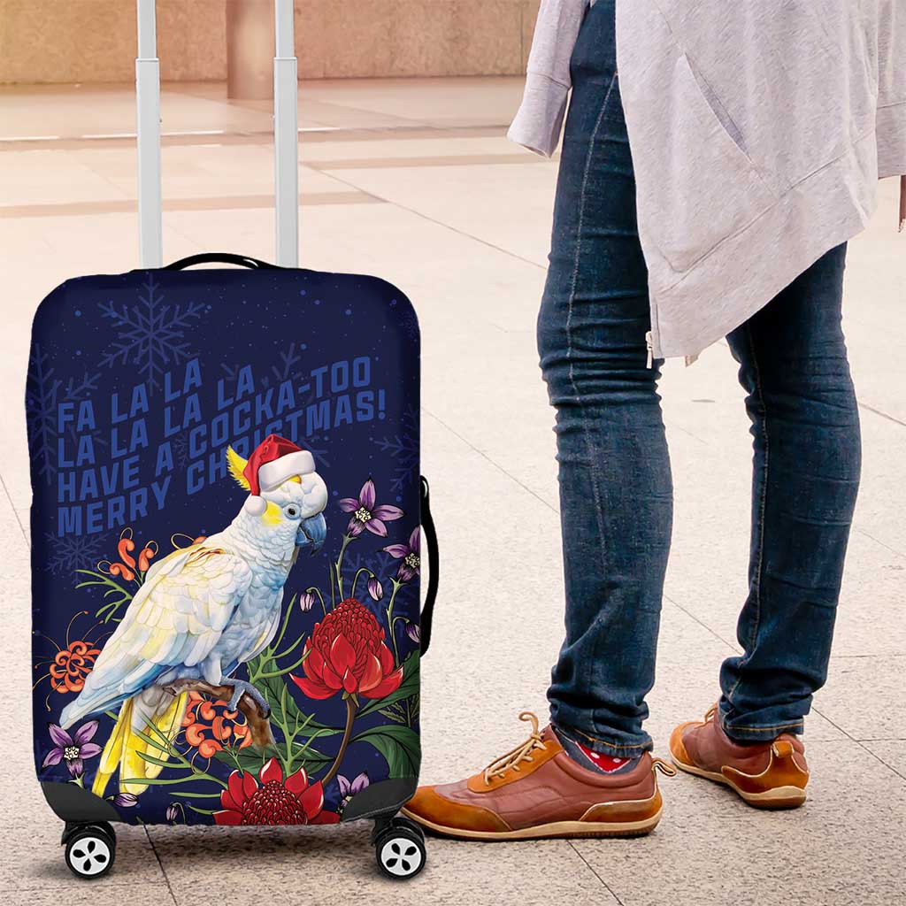 Merry Cocka-mas Luggage Cover Australia Christmas Blue Art - Aussie Hoodie