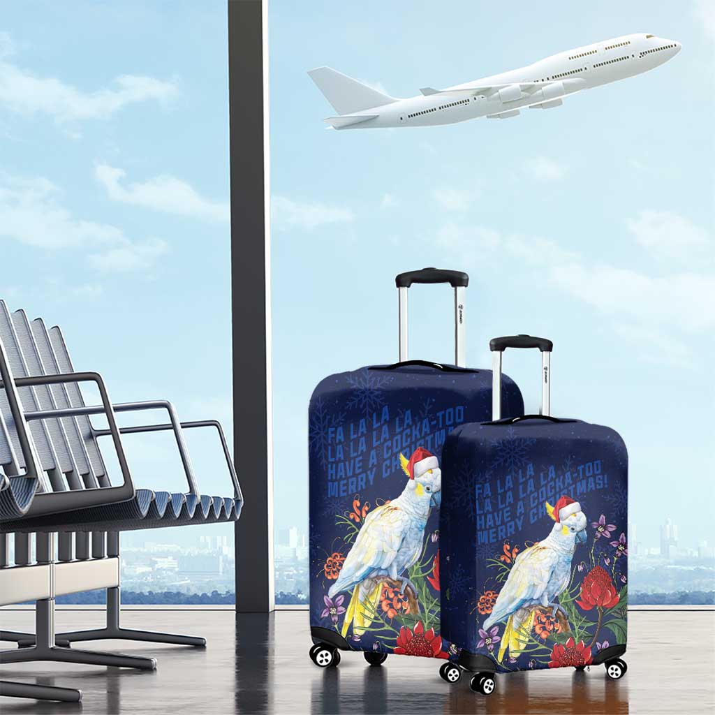 Merry Cocka-mas Luggage Cover Australia Christmas Blue Art - Aussie Hoodie