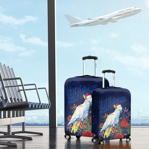 Merry Cocka-mas Luggage Cover Australia Christmas Blue Art - Aussie Hoodie