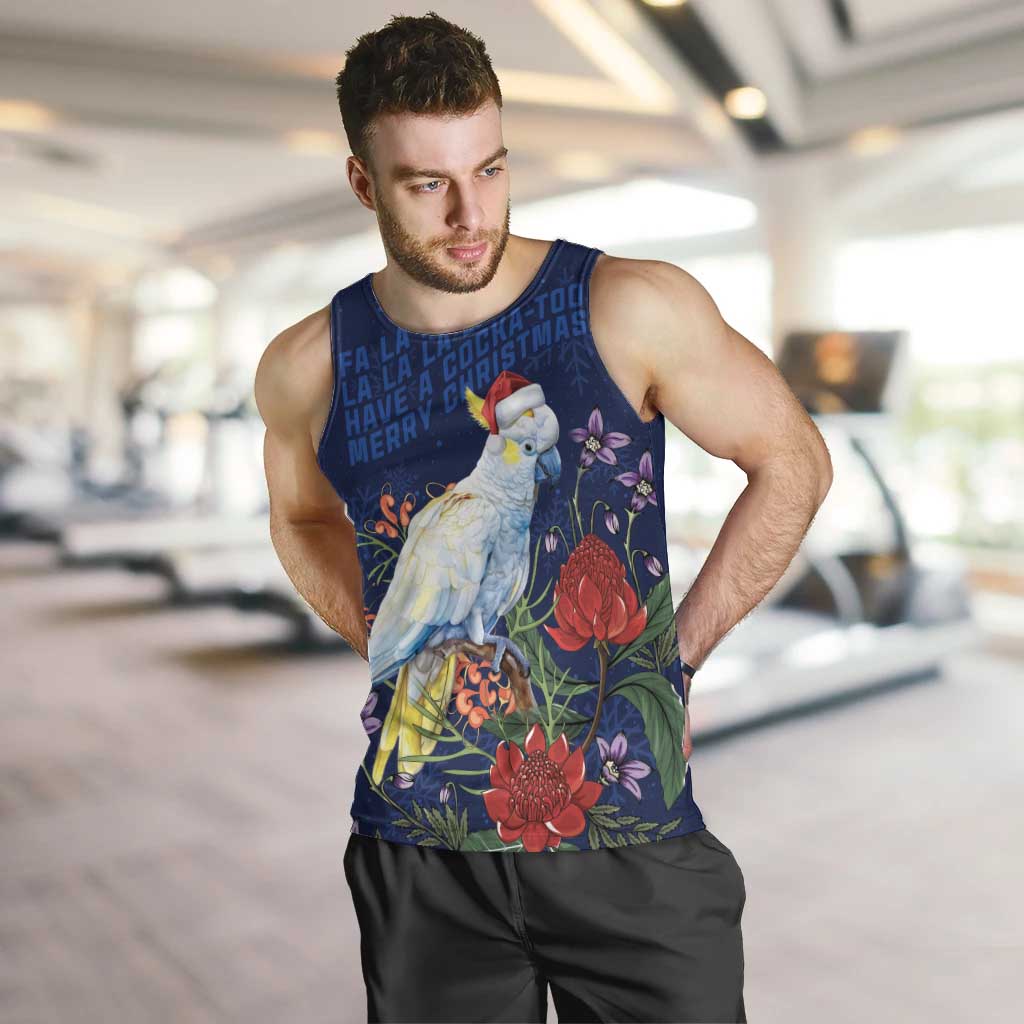 Merry Cocka-mas Men Tank Top Australia Christmas Blue Art - Aussie Hoodie