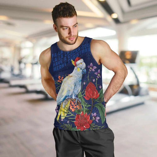 Merry Cocka-mas Men Tank Top Australia Christmas Blue Art - Aussie Hoodie