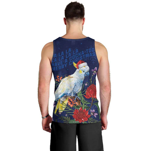 Merry Cocka-mas Men Tank Top Australia Christmas Blue Art - Aussie Hoodie