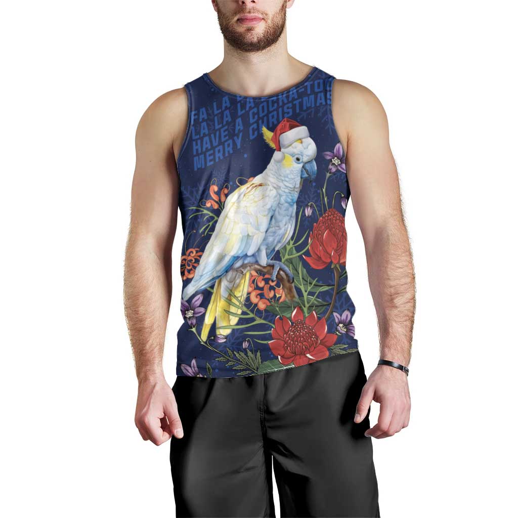 Merry Cocka-mas Men Tank Top Australia Christmas Blue Art - Aussie Hoodie