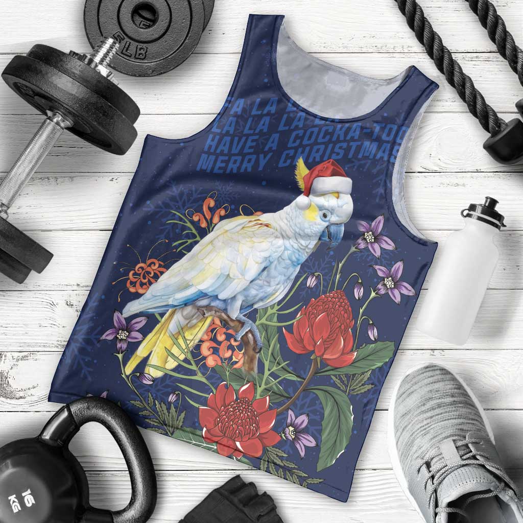 Merry Cocka-mas Men Tank Top Australia Christmas Blue Art - Aussie Hoodie