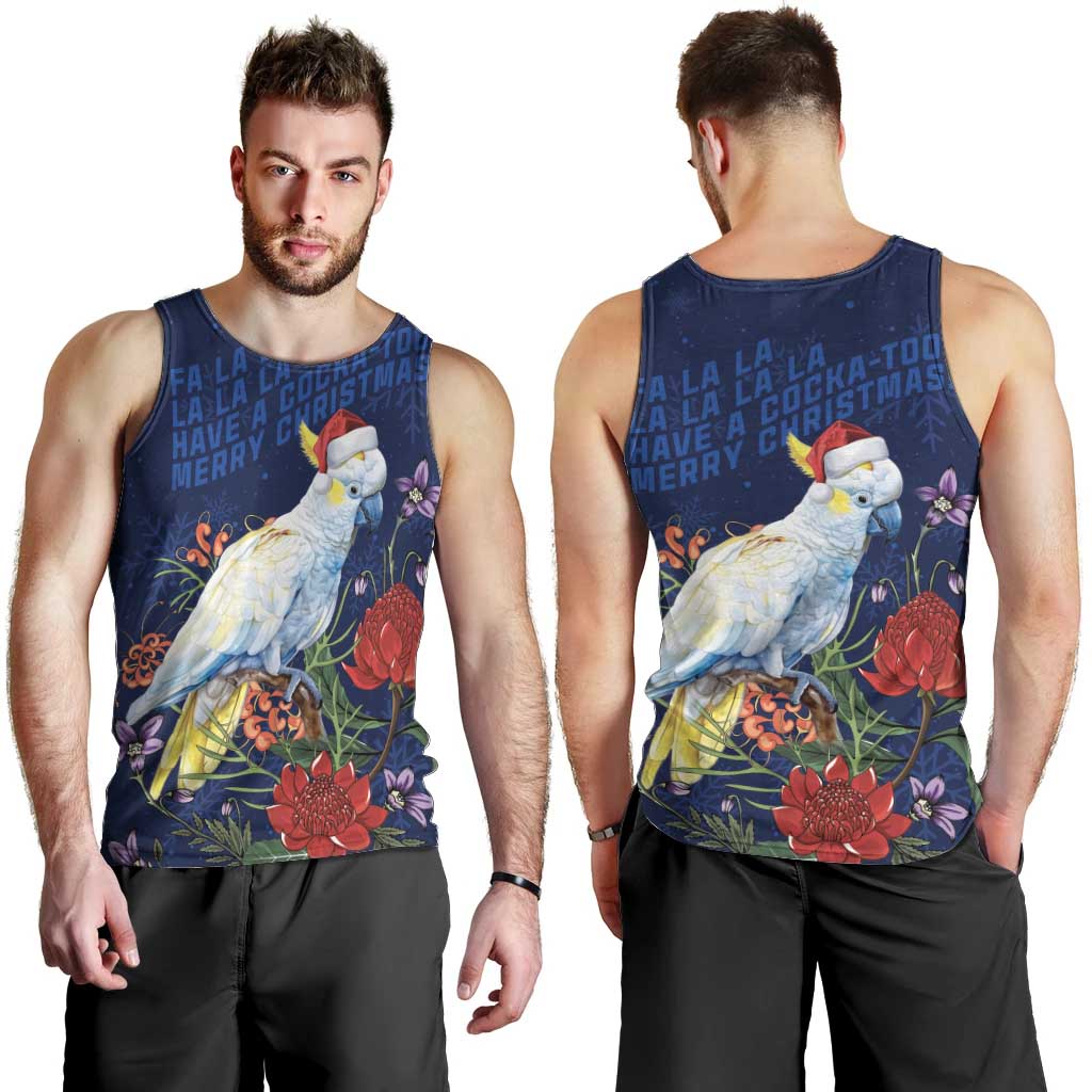 Merry Cocka-mas Men Tank Top Australia Christmas Blue Art - Aussie Hoodie