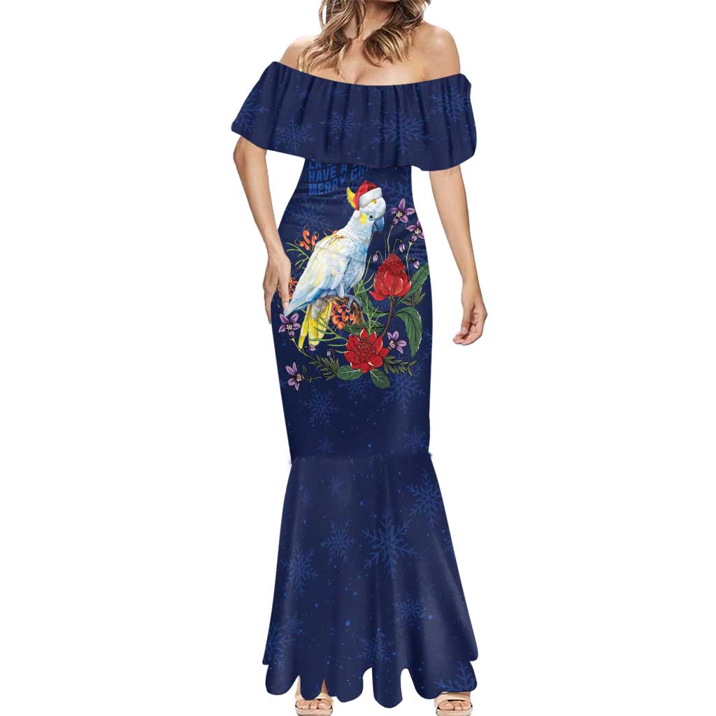 Merry Cocka-mas Mermaid Dress Australia Christmas Blue Art - Aussie Hoodie