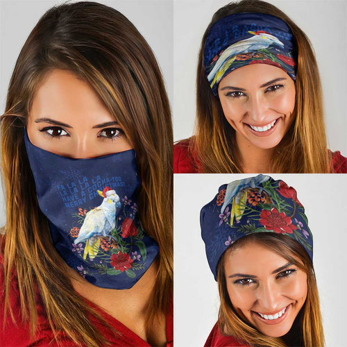 Merry Cocka-mas Neck Gaiter Australia Christmas Blue Art - Aussie Hoodie