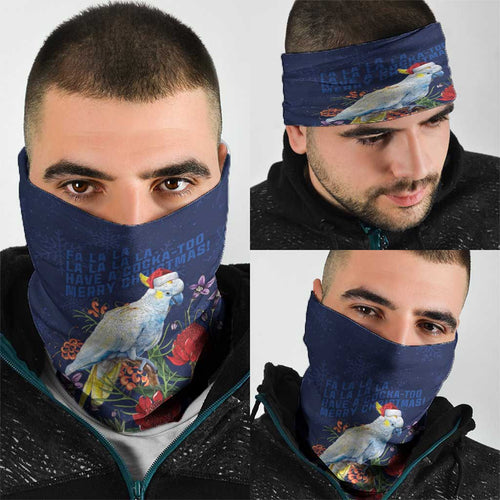 Merry Cocka-mas Neck Gaiter Australia Christmas Blue Art - Aussie Hoodie