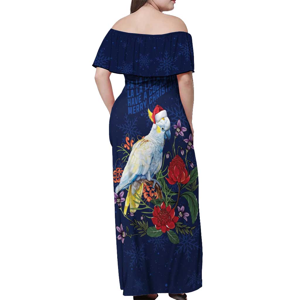 Merry Cocka-mas Off Shoulder Maxi Dress Australia Christmas Blue Art - Aussie Hoodie