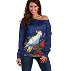 Merry Cocka-mas Off Shoulder Sweater Australia Christmas Blue Art - Aussie Hoodie