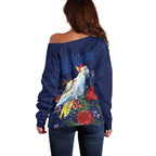 Merry Cocka-mas Off Shoulder Sweater Australia Christmas Blue Art - Aussie Hoodie