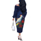 Merry Cocka-mas Off The Shoulder Long Sleeve Dress Australia Christmas Blue Art - Aussie Hoodie