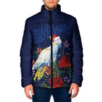 Merry Cocka-mas Padded Jacket Australia Christmas Blue Art - Aussie Hoodie