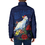Merry Cocka-mas Padded Jacket Australia Christmas Blue Art - Aussie Hoodie