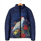 Merry Cocka-mas Padded Jacket Australia Christmas Blue Art - Aussie Hoodie