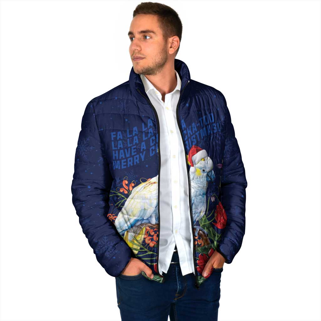 Merry Cocka-mas Padded Jacket Australia Christmas Blue Art - Aussie Hoodie