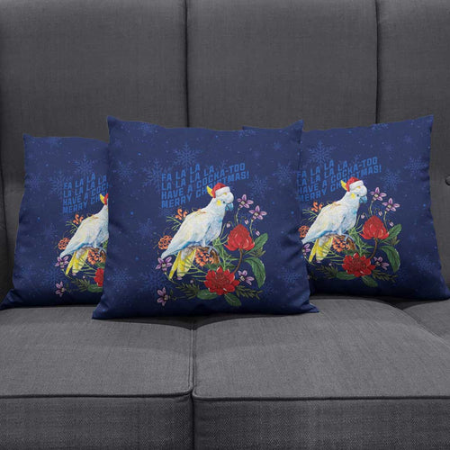 Merry Cocka-mas Pillow Cover Australia Christmas Blue Art - Aussie Hoodie
