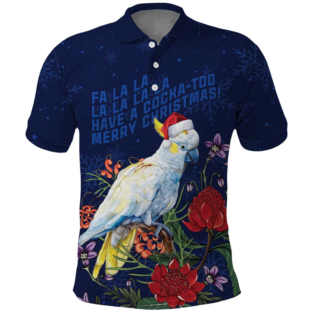 Merry Cocka-mas Polo Shirt Australia Christmas Blue Art - Aussie Hoodie