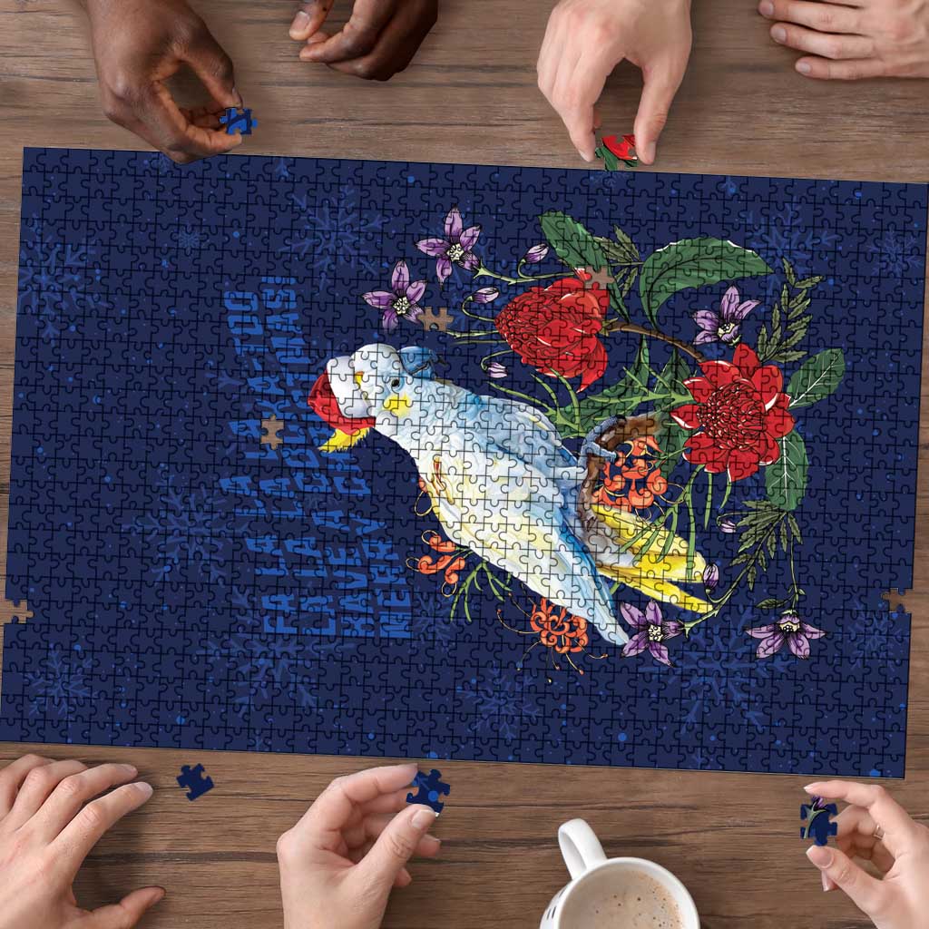 Merry Cocka-mas Puzzle Australia Christmas Blue Art - Aussie Hoodie
