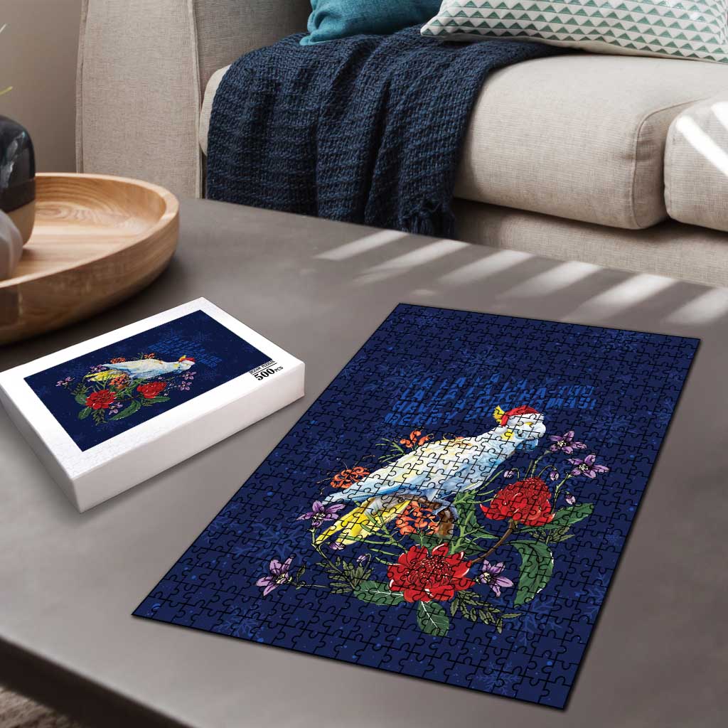Merry Cocka-mas Puzzle Australia Christmas Blue Art - Aussie Hoodie