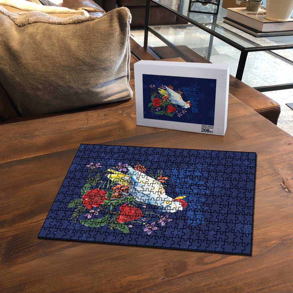 Merry Cocka-mas Puzzle Australia Christmas Blue Art - Aussie Hoodie