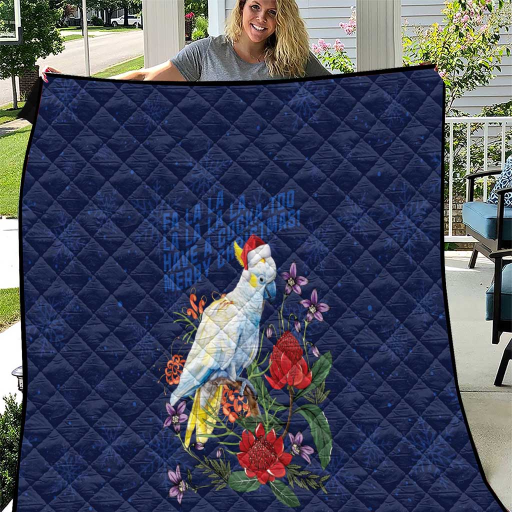Merry Cocka-mas Quilt Australia Christmas Blue Art - Aussie Hoodie
