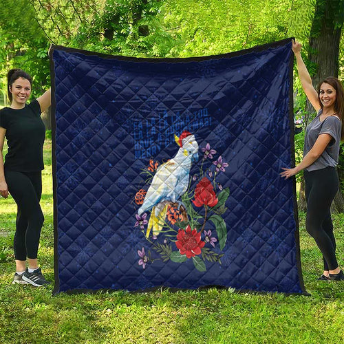 Merry Cocka-mas Quilt Australia Christmas Blue Art - Aussie Hoodie