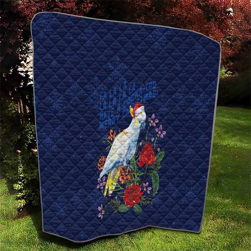 Merry Cocka-mas Quilt Australia Christmas Blue Art - Aussie Hoodie