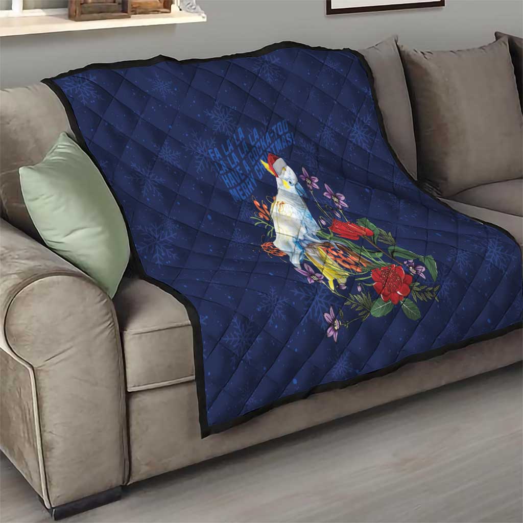 Merry Cocka-mas Quilt Australia Christmas Blue Art - Aussie Hoodie