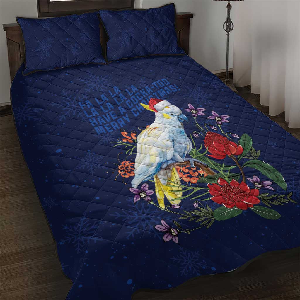Merry Cocka-mas Quilt Bed Set Australia Christmas Blue Art - Aussie Hoodie