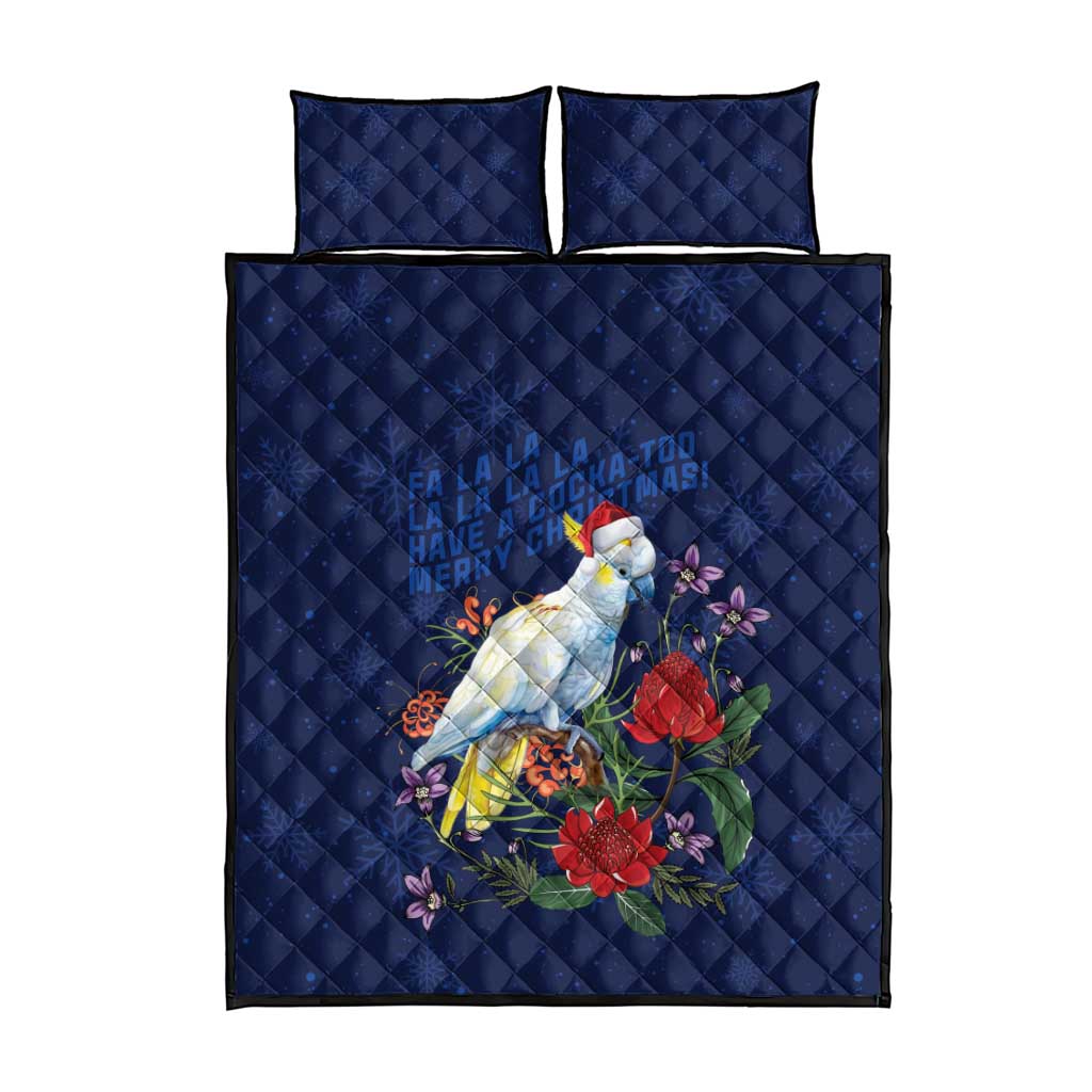 Merry Cocka-mas Quilt Bed Set Australia Christmas Blue Art - Aussie Hoodie