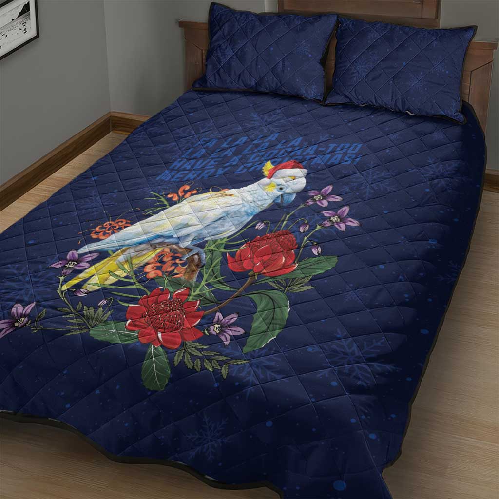 Merry Cocka-mas Quilt Bed Set Australia Christmas Blue Art - Aussie Hoodie