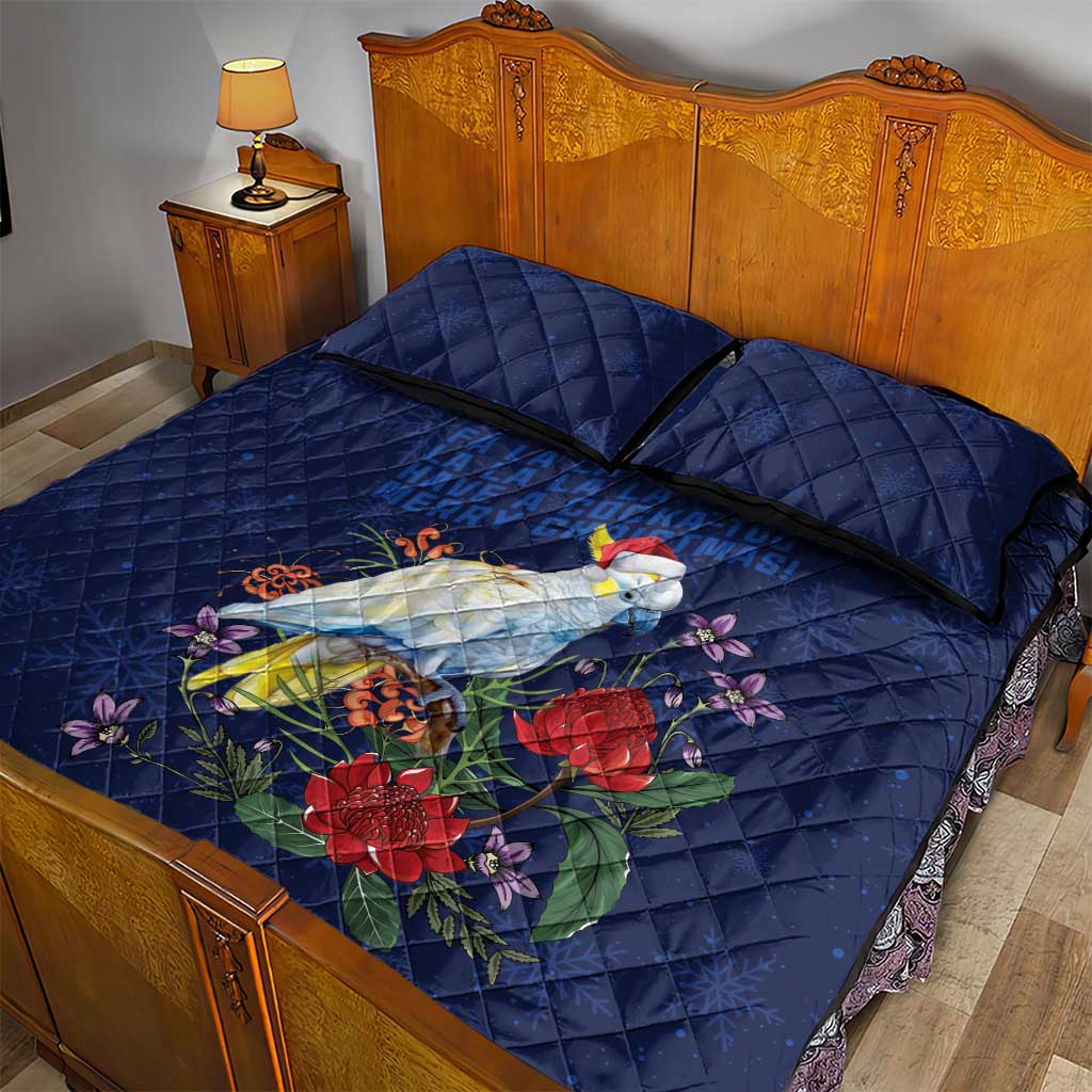 Merry Cocka-mas Quilt Bed Set Australia Christmas Blue Art - Aussie Hoodie