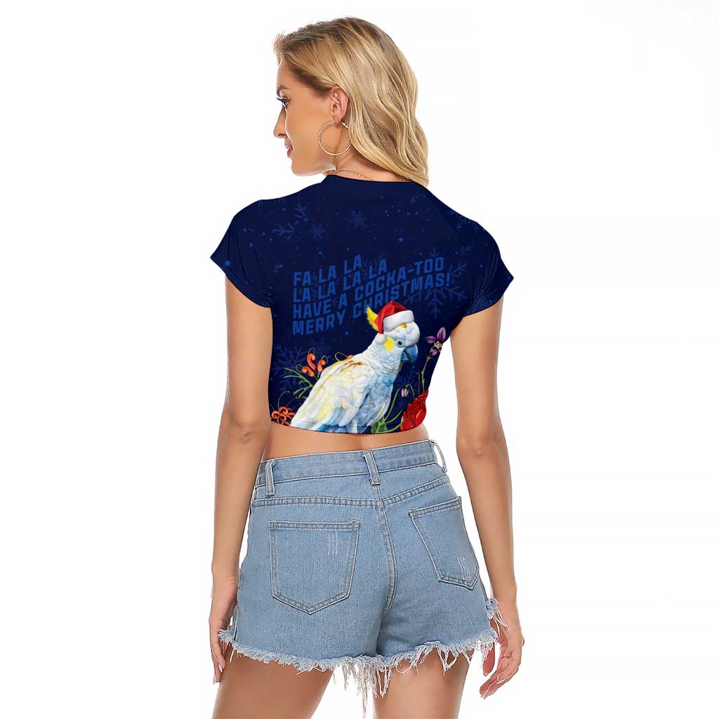 Merry Cocka-mas Raglan Cropped T Shirt Australia Christmas Blue Art - Aussie Hoodie