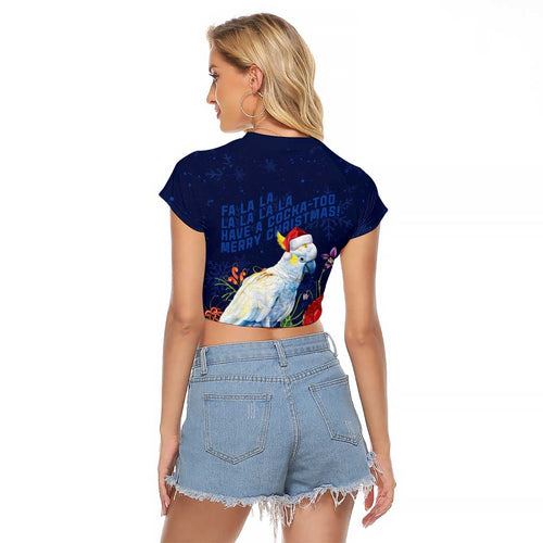 Merry Cocka-mas Raglan Cropped T Shirt Australia Christmas Blue Art - Aussie Hoodie