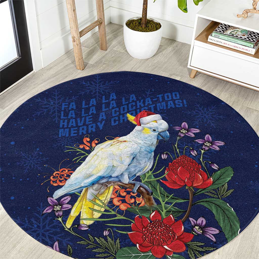 Merry Cocka-mas Round Carpet Australia Christmas Blue Art - Aussie Hoodie