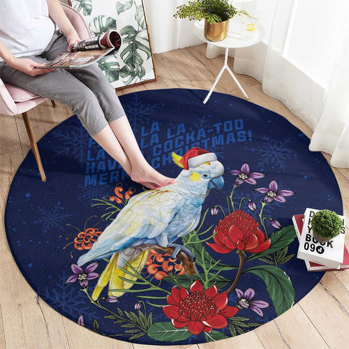 Merry Cocka-mas Round Carpet Australia Christmas Blue Art - Aussie Hoodie